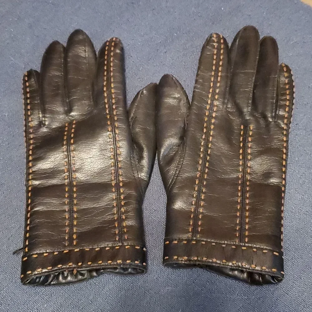 Vintage faux leather vinyl driving gloves 100% vegan